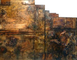 Margaret Chen - Steppe IX (1982-89), mixed media on plyboard, Collection NGJ