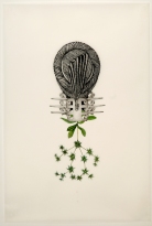 Joscelyn Gardner - Creole Portraits III: Eryngium Foetidum (Prue) (2009), stone lithograph (detail of installation)